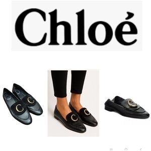 Chloe C Logo Convertible Suede Mule Nubuck Leather Loafers Size EU 42/US 11.5